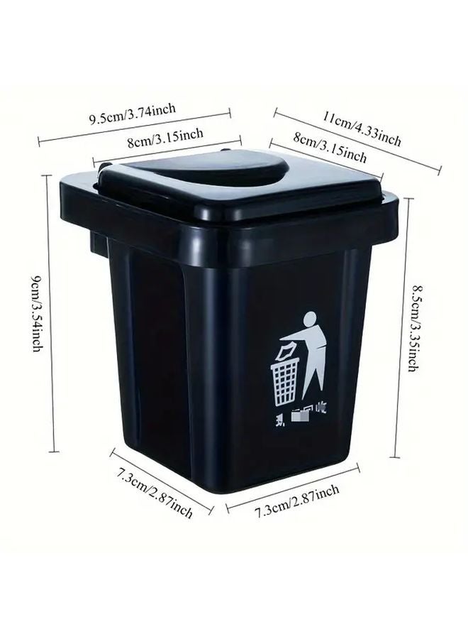 سلة نفايات سوداء مثبتة على الحائط مع غطاء وطبق رماد مقاوم للرماد المتطاير تصميم مربع - Image 3